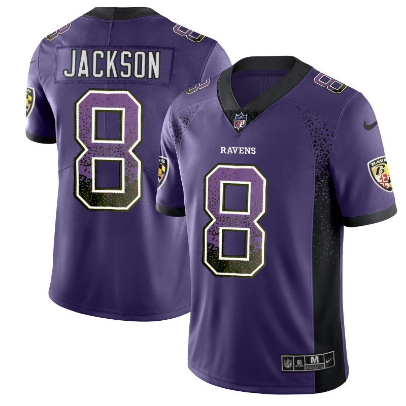 Men Baltimore Ravens #8 Jackson Purple Nike Drift Fashion Color Rush Limited NFL Jerseys->baltimore ravens->NFL Jersey